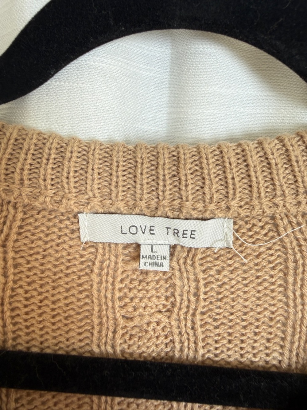 Love Tree Taupe Cable Knit Bow Detail Cropped Sweater | Size L - Picture 9 of 10